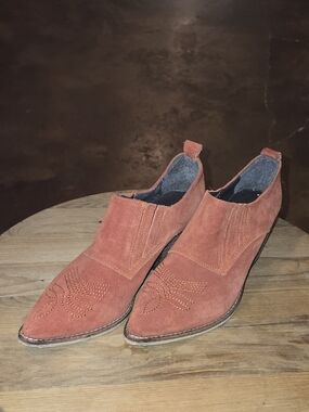 Sixtyseven x Anthropologie Santa Cruz Rust Suede Western Booties Women's 8.5